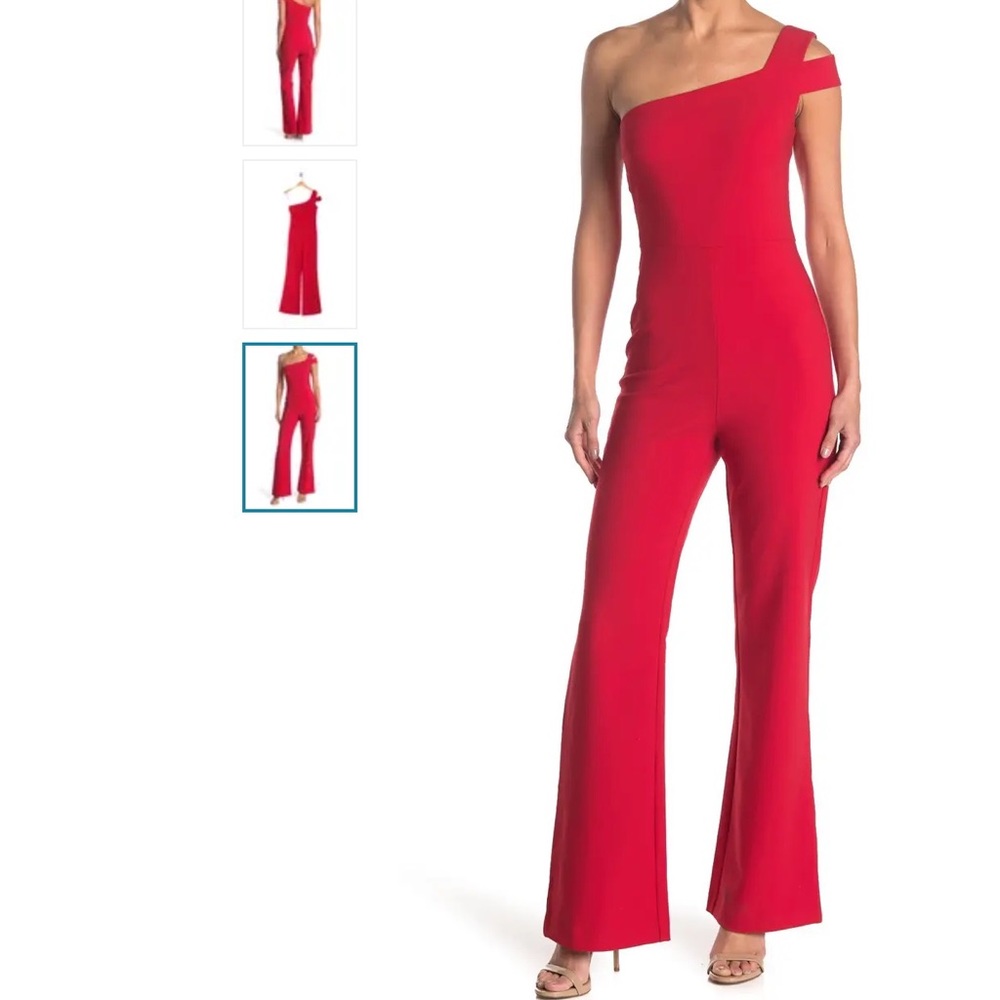BCBG Red Maxson One Shoulder Jumpsuit